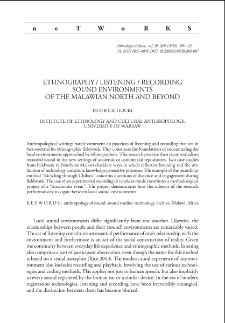 Ethnography / Listening / Recording. Sound Environments of the Malawian North and Beyond