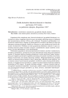 Źr&oacute;dła dochod&oacute;w klasztoru klarysek w Gnieźnie pod koniec XVI wieku na podstawie rękopisu &bdquo;Regestrum 1593&rdquo;
