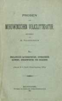 Proben der mordwinischen Volkslitteratur. 1. Bd. Erzjanischer Theil., 2. H. [Erzjanische Zauberspr&uuml;che, Opfergebete, R&auml;thsel, Sprichw&ouml;rter, M&auml;rchen]