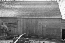 A half-timbered barn