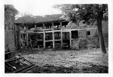 A half-timbered barn