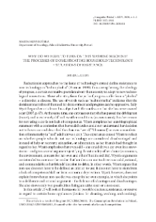 Why Do We Have to Turn on This Washing Machine? The Processes of Domesticating Household Technology – Situations of Resistance