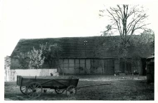 A half-timbered barn