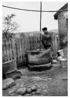 A well with a manual lift