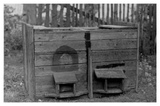 A wooden beehive