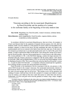 Trousseau according to the Ius municipale Magdeburgense by Paweł Szczerbic and the position of a woman in the craftsman family at the beginning of the early modern time