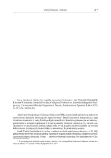 Krew. Medyczne i kulturowe aspekty na przestrzeni dziej&oacute;w, red. Wojciech Ślusarczyk, Roksana Wilczyńska, Gabriela Frischke, Collegium Medicum im. Ludwika Rydygiera w Bydgoszczy Uniwersytetu Mikołaja Kopernika w Toruniu, Wydawnictwo Episteme, Lublin 2020