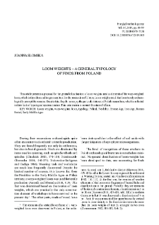 Loom weights &ndash; a general typology of finds from Poland