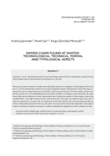 Sword chape found at Santok: technological, technical, formal and typological aspects