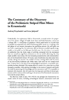 The centenary jubilee of the discovery of prehistoric striped flint mines in Krzemionki