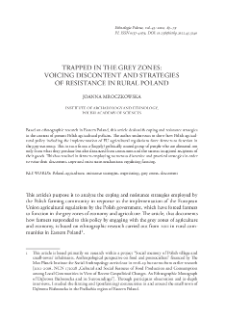 Trapped in the Grey Zones: Voicing Discontent and Strategies of Resistance in Rural Poland