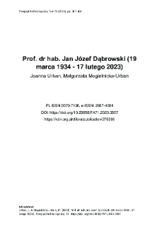 Prof. dr hab. Jan J&oacute;zef Dąbrowski (19 marca 1934 - 17 lutego 2023)