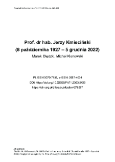 Prof. dr hab. Jerzy Kmieciński (8 października 1927 &ndash; 5 grudnia 2022)