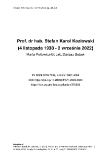 Prof. dr hab. Stefan Karol Kozłowski (4 listopada 1938 - 2 września 2022)