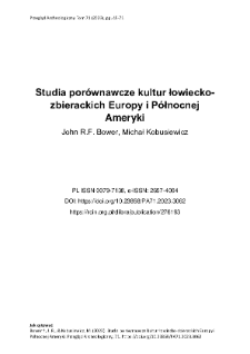 Studia por&oacute;wnawcze kultur łowiecko-zbierackich Europy i P&oacute;łnocnej Ameryki