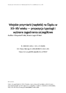 Wiejskie przymiarki (napłatki) na Śląsku w XIII&ndash;XIV wieku &mdash; propozycja typologii i wybrane zagadnienia szczeg&oacute;łowe