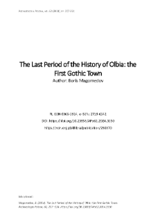 The Last Period of the History of Olbia: the First Gothic Town