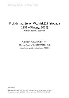 Prof. dr hab. Zenon Woźniak (29 listopada 1931 &ndash; 3 lutego 2025)