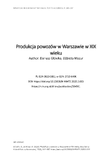 Produkcja powoz&oacute;w w Warszawie w XIX wieku