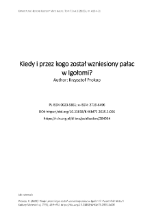 Kiedy i przez kogo został wzniesiony pałac w Igołomi?