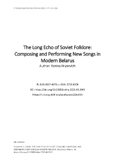 The Long Echo of Soviet Folklore: Composing and Performing New Songs in Modern Belarus