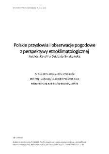 Polskie przysłowia i obserwacje pogodowe z perspektywy etnoklimatologicznej
