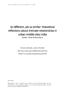 So different, yet so similar: theoretical reflections about intimate relationships in urban middle class India
