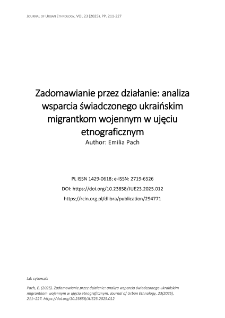 Zadomawianie przez działanie: analiza wsparcia świadczonego ukraińskim migrantkom wojennym w ujęciu etnograficznym