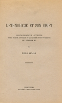 L'ethnologie et son objet