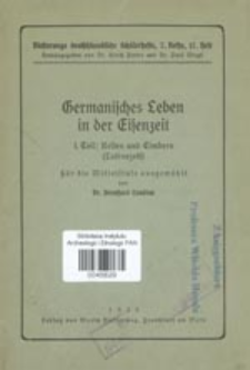 Germanisches Leben in der Eisenzeit. T. 1, Kelten und Cimbern (Latenezeit) : f&uuml;r die Mittelstufe