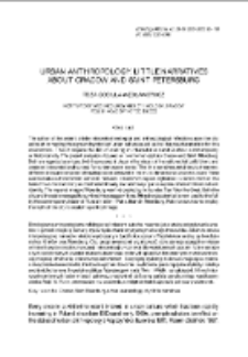 Urban anthropology. Little narratives about Cracow and Saint Petersburg