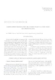 Radiocarbon Results for the Corded Ware Culture from Southern Poland