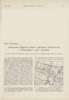 Stanowisko bagienne kultury puchar&oacute;w lejkowatych w Szlachcinie w pow. średzkim