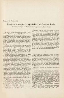 Uwagi o przemyśle kampinijskim na G&oacute;rnym Śląsku