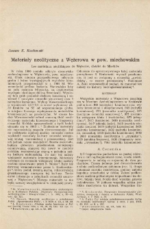 Materiały neolityczne z Wężerowa w pow. miechowskim