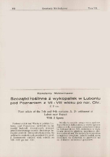 Szczątki roślinne z wykopalisk w Luboniu pod Poznaniem z VII-VIII wieku po nar. Chr.