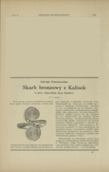 Skarb bronzowy z Kalisek w pow. słupeckim (woj. ł&oacute;dzkie)