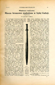 Miecze bronzowe znalezione w byłej Galicji : (uzupełnienie)