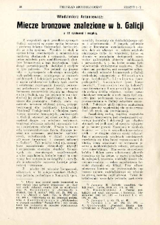 Miecze bronzowe znalezione w b. Galicji