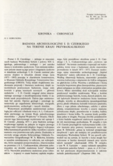 Badania archeologiczne I. D. Czerskiego na terenie kraju Przybajkalskiego