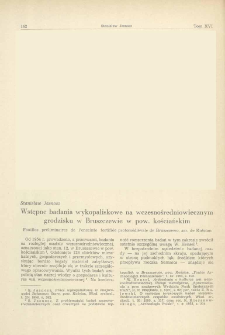 Wstępne badania wykopaliskowe na wczesnośredniowiecznym grodzisku w Bruszczewie w pow. kościańskim