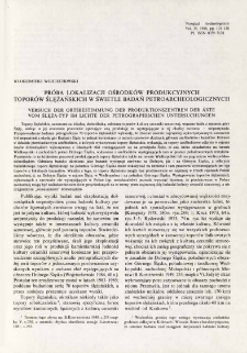 Pr&oacute;ba lokalizacji ośrodk&oacute;w produkcyjnych topor&oacute;w ślężańskich w świetle badań petroarcheologicznych