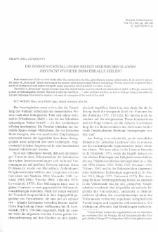 Die Jenseitsvorstellungen bei den heidnischen Slawen : &ldquo;defuncti vivi&rdquo; oder immaterielle Seelen?