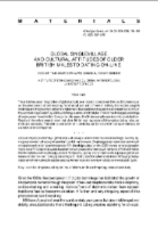 Global Singlevillage and Cultural Attitudes of Older British Males to Dating-on-line