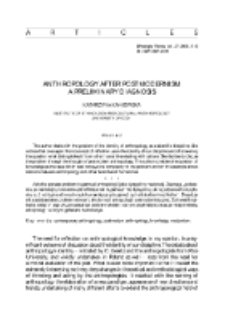 Anthropology after postmodernism. A preliminary diagnosis