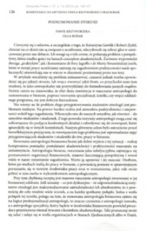 Komentarze do artykułu Pawła Krzyworzeki i Olgi Rodak : podsumowanie dyskusji
