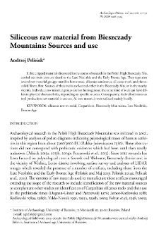 Siliceous raw material from Bieszczady Mountains: Sources and use