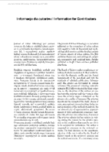 Informacje dla autor&oacute;w / Information for Contributors