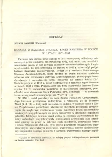 Badania w zakresie starszej epoki kamienia w Polsce w latach 1947-1954