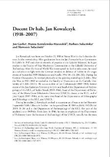 Docent Dr hab. Jan Kowalczyk (1918&ndash;2007)